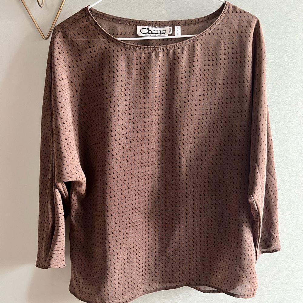 Vintage 1980s Dolman Sleeve Blouse - Women's Medium, Brown Shirt